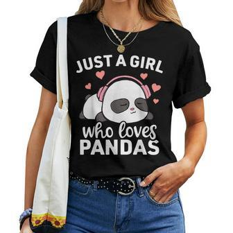 Just A Girl Who Loves Pandas Cute Kawaii Panda Girls Women T-shirt | Mazezy