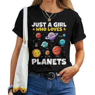 Just A Girl Who Loves Planets Solar Space Science Lover Stem Women T-shirt - Seseable