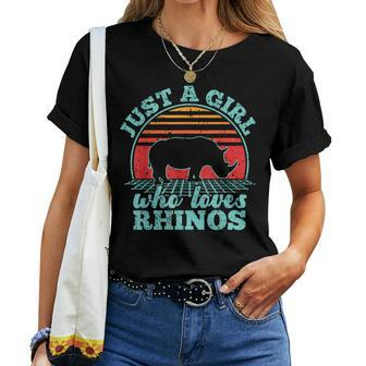 Just A Girl Who Loves Rhinos Retro Vintage Style Women Women T-shirt - Monsterry