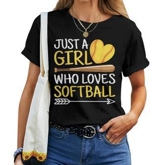 Just A Girl Who Loves Softball Cute Softball Lover Women T-shirt - Monsterry