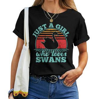 Just A Girl Who Loves Swans Retro Vintage Style Women Women T-shirt - Monsterry
