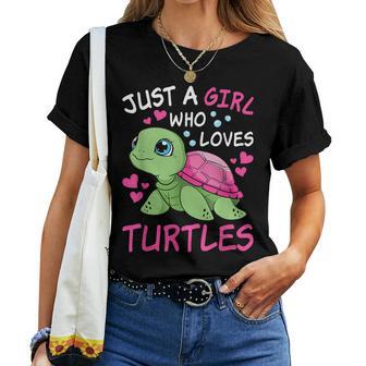 Just A Girl Who Loves Turtles Ocean Animal Cute Sea Turtle Women T-shirt - Thegiftio UK