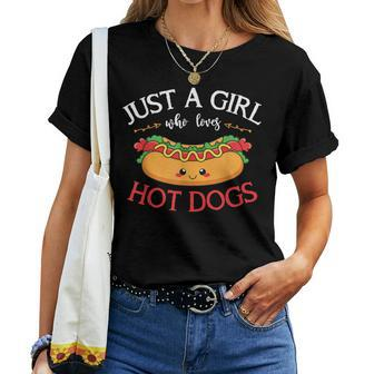 Kawaii Hotdog Lover Just A Girl Who Loves Hot Dogs Women T-shirt - Monsterry UK