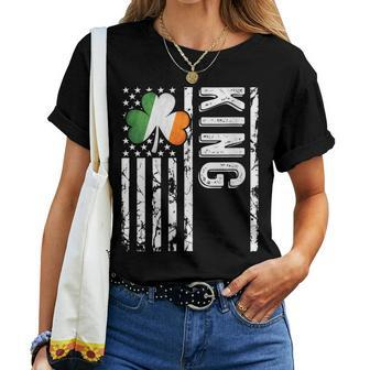 King Last Name Irish Pride Flag Usa St Patrick's Day Women T-shirt - Monsterry CA