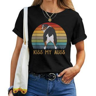 Kiss My Auss Aussie Mom Aussie Owner Retro Style Women T-shirt - Monsterry CA