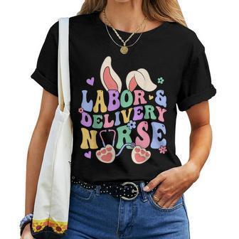 Labor And Delivery Nurse Bunny L&D Nurse Happy Easter Day Women T-shirt | Mazezy DE