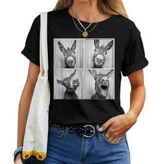 Laughing Donkey Face Quirky Farm Farming Donkey Women T-shirt - Seseable