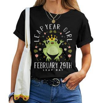 Leap Year Girl Cute Frog Leap Day Birthday Girls Women T-shirt - Seseable