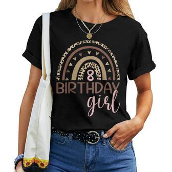 Leopard Rainbow 8Th Birthday Girl Birthday Party Family Women T-shirt | Mazezy
