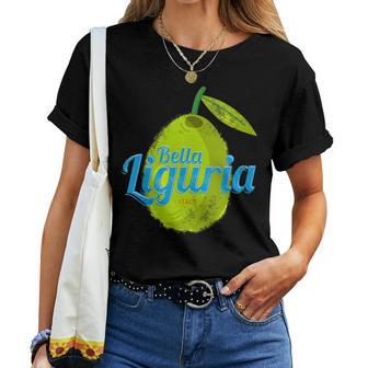 Liguria Retro Olive Italy Vintage Souvenir Women T-shirt - Monsterry CA