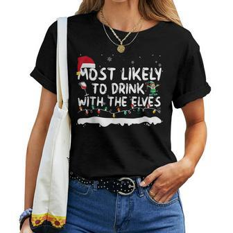 Most Likely To Drink With Elves Family Matching Men Women T-shirt - Seseable