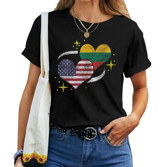 Lithuanian American Flag Heart Lithuanian Vintage Women T-shirt - Monsterry AU