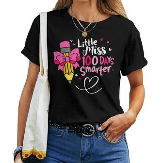 Little Miss 100 Days Smarter 100Th Day Of School Girls Kid Women T-shirt | Mazezy