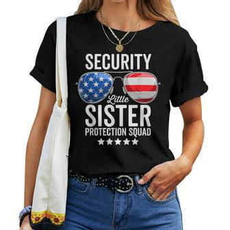 Little Sister Protection Squad Big Brother Security Women T-shirt - Monsterry
