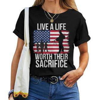 Live A Life Worth Their Sacrifice Veterans Day Military Men Women T-shirt - Monsterry UK