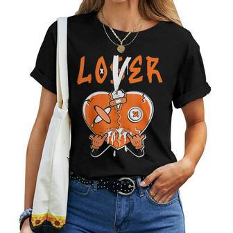 Loser Lover Drip Orange Heart Matching White Women Women T-shirt - Seseable