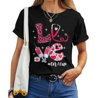 Love Cna Life Messy Bun Valentine's Day Women T-shirt - Monsterry
