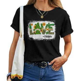 Love Cna Nurse Life Gnome Sunflower St Patrick's Day Women T-shirt - Thegiftio