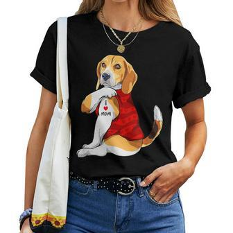 I Love Mom Tattoo Beagle Dog Lover Beagle Mom Women T-shirt - Thegiftio UK
