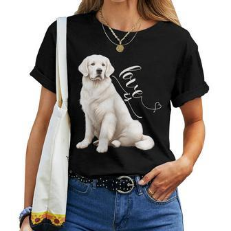 Love Is White English Cream Golden Retriever Mom Dog Puppy Women T-shirt - Seseable