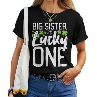 Lucky One First Birthday Big Sister Family St Patrick's Day Women T-shirt - Thegiftio UK