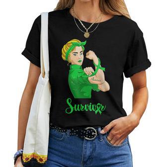 Lymphoma Green Cancer Rosie The Riveter Survivor Women T-shirt - Monsterry AU