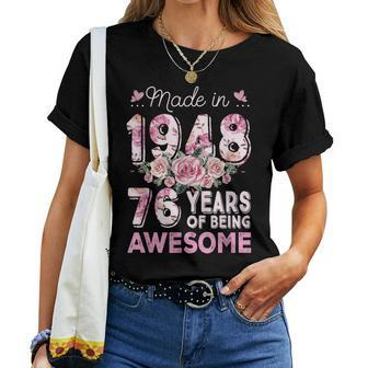 Made In 1948 Floral 76Th Birthday 76 Year Old Women T-shirt - Thegiftio UK