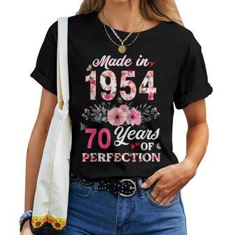 Made In 1954 Floral 70 Year Old 70Th Birthday Women Women T-shirt - Thegiftio UK
