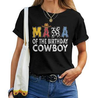 Mama 1St Birthday Cowboy Western Mama Birthday Boy Women T-shirt - Seseable