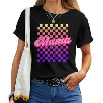Mama With Checkered Pattern Cute Retro Women T-shirt - Thegiftio UK