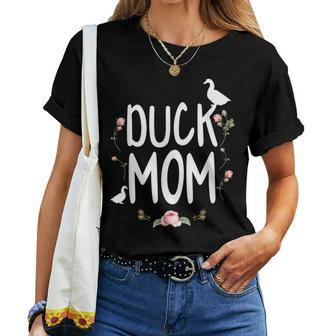Mama Duck Bird Flower Cute Mom Mama Women T-shirt - Monsterry