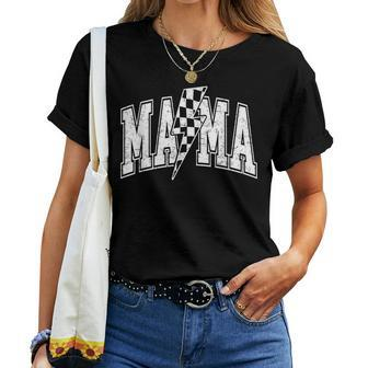 Mama Lightning Bolt Checkered Mother's Day Varsity For Mom Women T-shirt | Mazezy