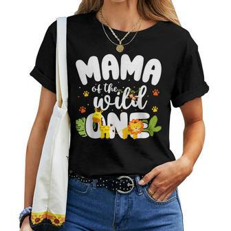 Mama Of The Wild One Mom Zoo Birthday Safari Jungle Animal Women T-shirt - Thegiftio UK