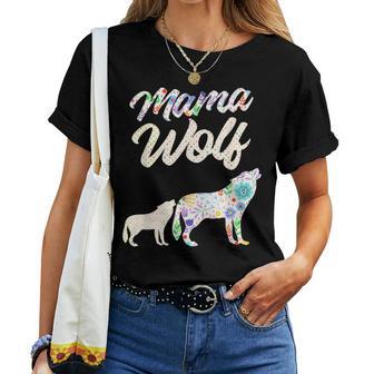 Mama Wolf Floral Wolf Mutter Mit Junges Für Wolf Muttertag T-shirt Frauen - Geschenkecke