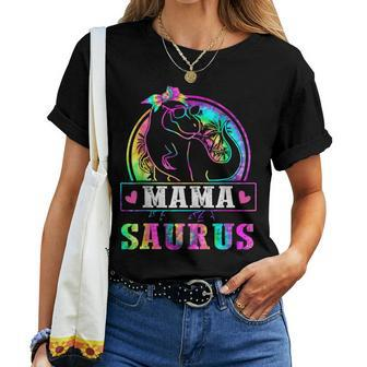Mamasaurus Dinosaur Mama Saurus Family Matching Tie Dye Women T-shirt - Monsterry