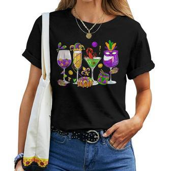 Mardi Gras Glass Of Wine Drinking Team Wine Festival Parade Women T-shirt | Seseable CA