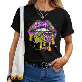 Mardi Gras Lip Costume For Girl Women T-shirt | Mazezy