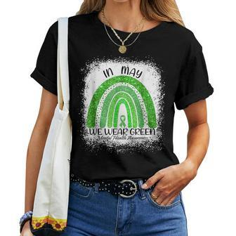 In May We Wear Green Mental Health Awareness Month Rainbow Women T-shirt - Seseable