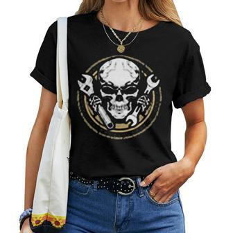 Mechanic Wrench Gear Skull For Women Women T-shirt - Monsterry UK
