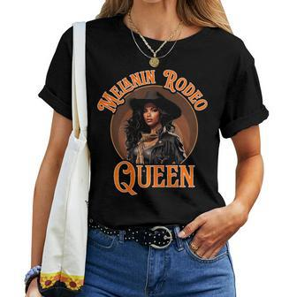 Melanin Rodeo Queen Bronc Riding African American Women T-shirt - Monsterry