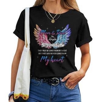 In Memory Of Mom Dad In Heaven Guardian Angel Wings Memorial Women T-shirt - Monsterry