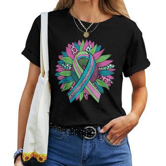 Metastatic Breast Cancer Awareness Leopard Sunflower Ribbon Women T-shirt - Monsterry CA