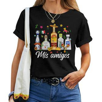 Mis Amigos Margarita Tequila Cocktail Cinco De Mayo Drinking Women T-shirt - Seseable