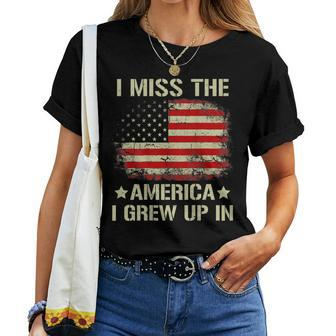 I Miss The America I Grew Up In Retro American Flag On Back Women T-shirt | Mazezy DE