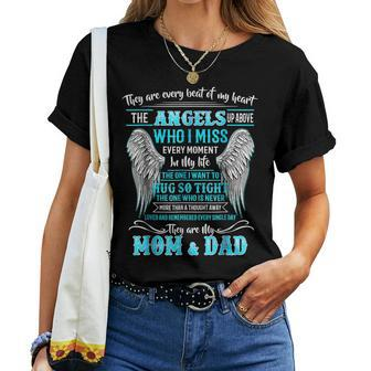 Mom & Dad My Angels In Memories Of Parents In Heaven Women T-shirt - Monsterry CA
