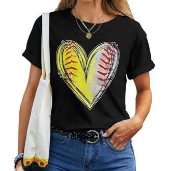 Mom Of Both Baseball Softball Mom Women Women T-shirt | Mazezy CA