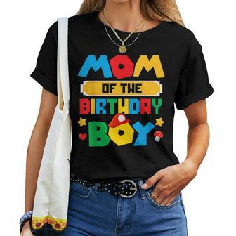 Mom Of The Birthday Boy Game Gaming Mom And Dad Family Women T-shirt - Seseable