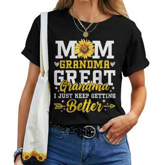 Mom Grandma Great Grandma Mother's Day 2024 Sunflower Women Women T-shirt - Thegiftio UK