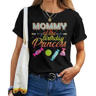 Mommy Of The Birthday Princess Bday Girl Family Donut Candy Women T-shirt - Monsterry