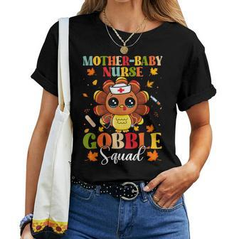Mother Baby Nurse Gobble Squad Cute Turkey Thanksgiving Fall Women T-shirt - Monsterry